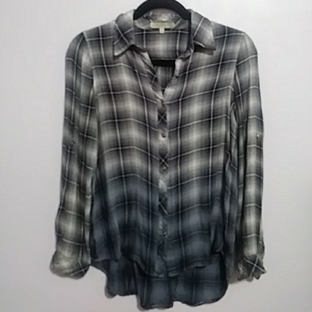 Laju Blue Ombre Flannel Print Top